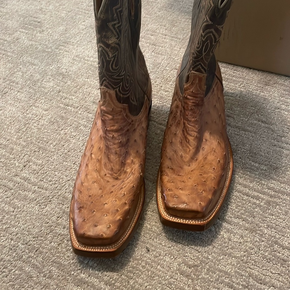 Lucchese 2000 ostrich and brown leather 10.5 boots